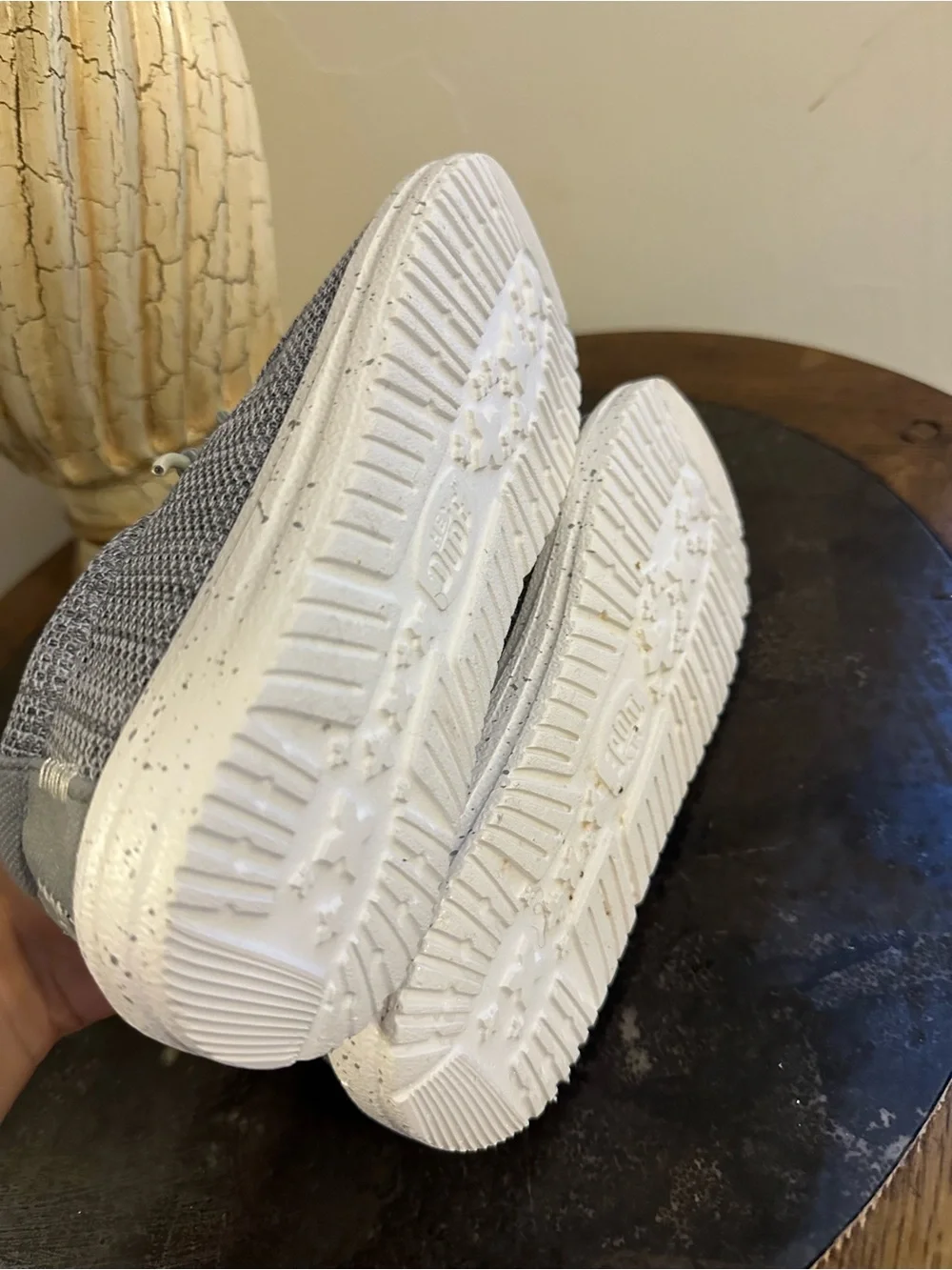 Hey Dude Kids Gray Knit Slip-On Sneakers with Elastic Laces
